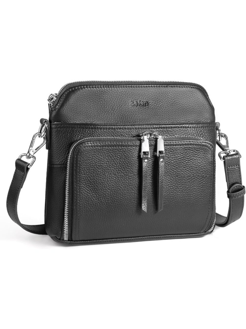 👜Women's Black Genuine Leather RFID Crossbody Bags Travel Wallet Purse